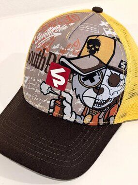 Southpole Authentic Bear Trucker Hat | Y2K Graffiti Mesh Snapback NWT